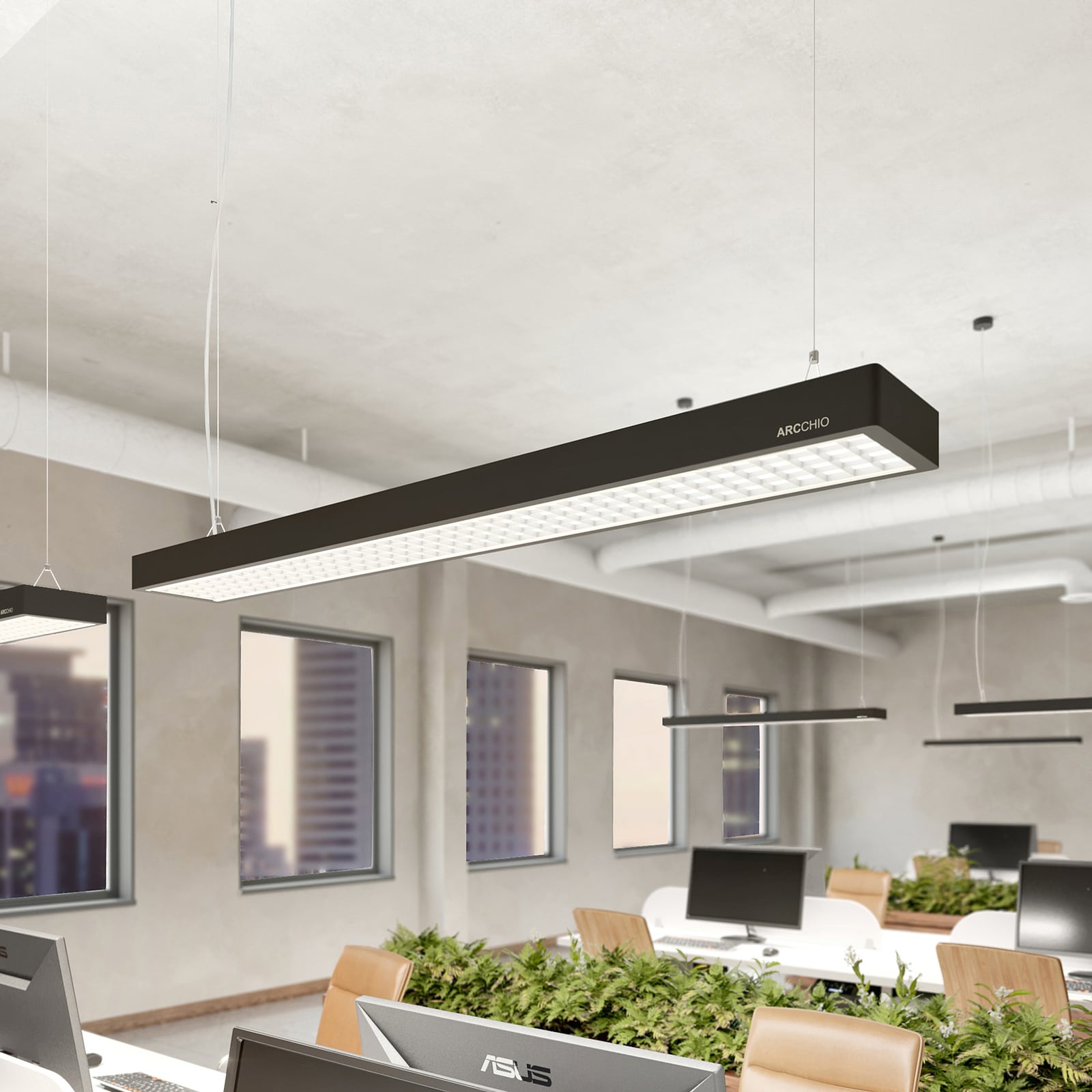 LED pendellampe Susi svart opp og ned dimbar 120 cm DALI forside