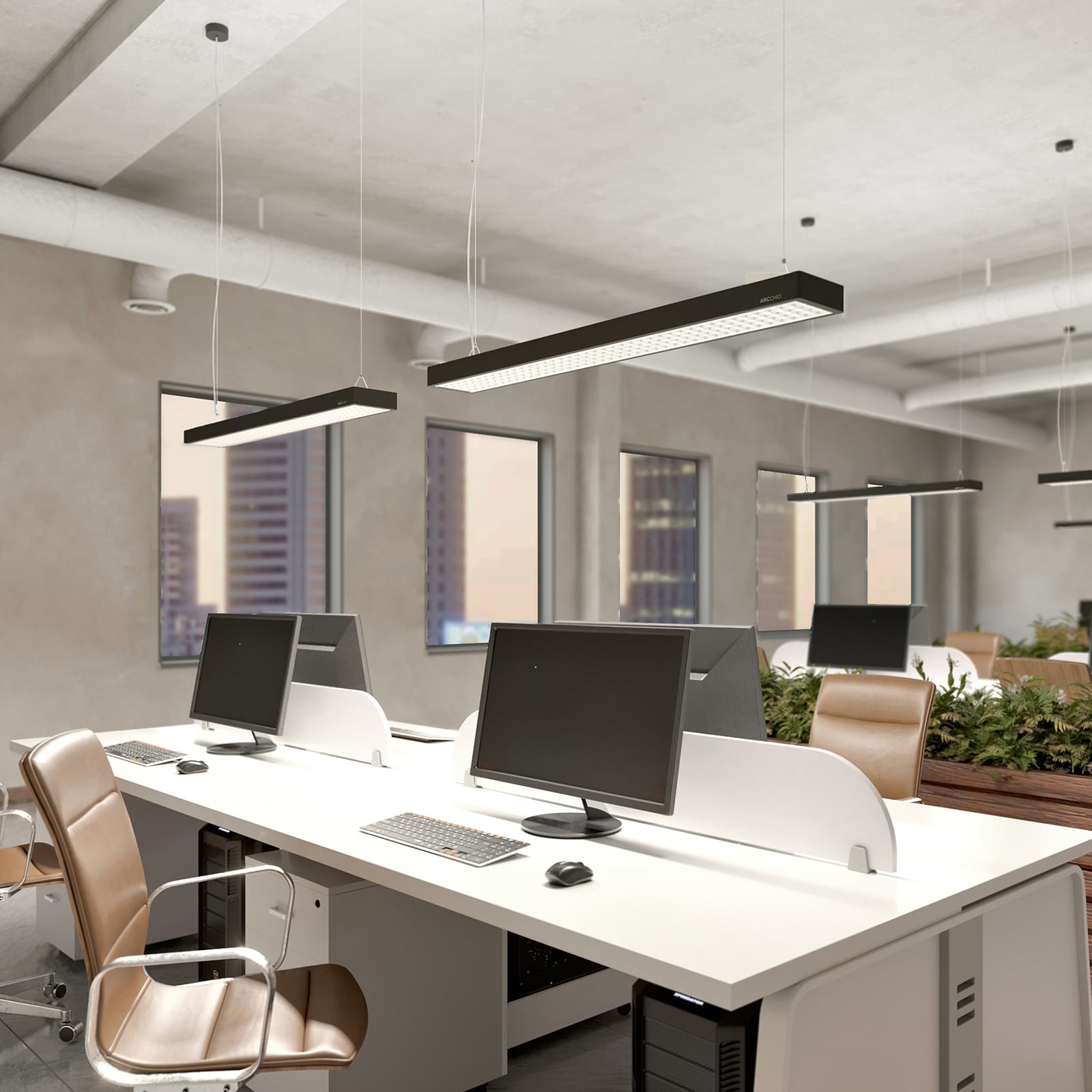 LED pendellampe Susi svart opp og ned dimbar 120 cm DALI bakside