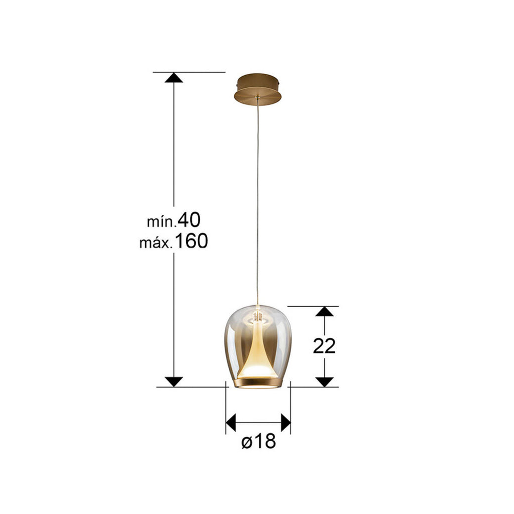 LED pendellampe Suspiro glass gull/amber Ø18 cm montert i rom