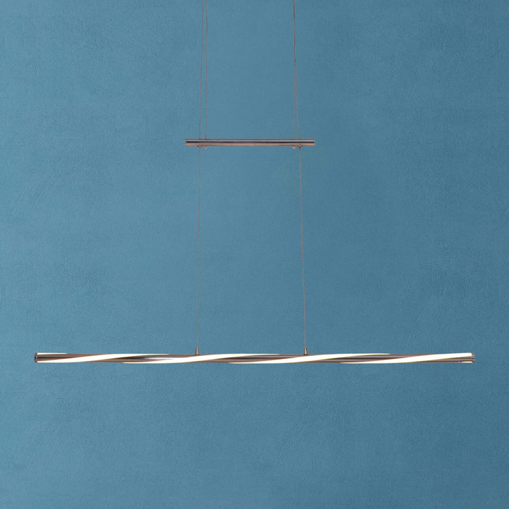 LED pendellampe Swirl dimbar høydejusterbar krom 100 cm 21W forfra