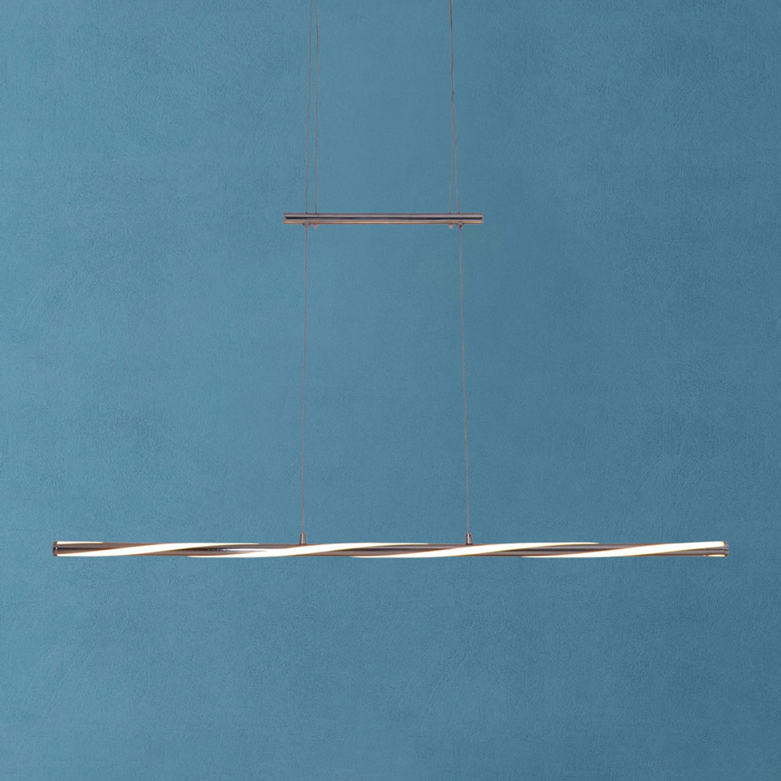 LED pendellampe Swirl dimbar høydejusterbar krom 100 cm 21W forfra