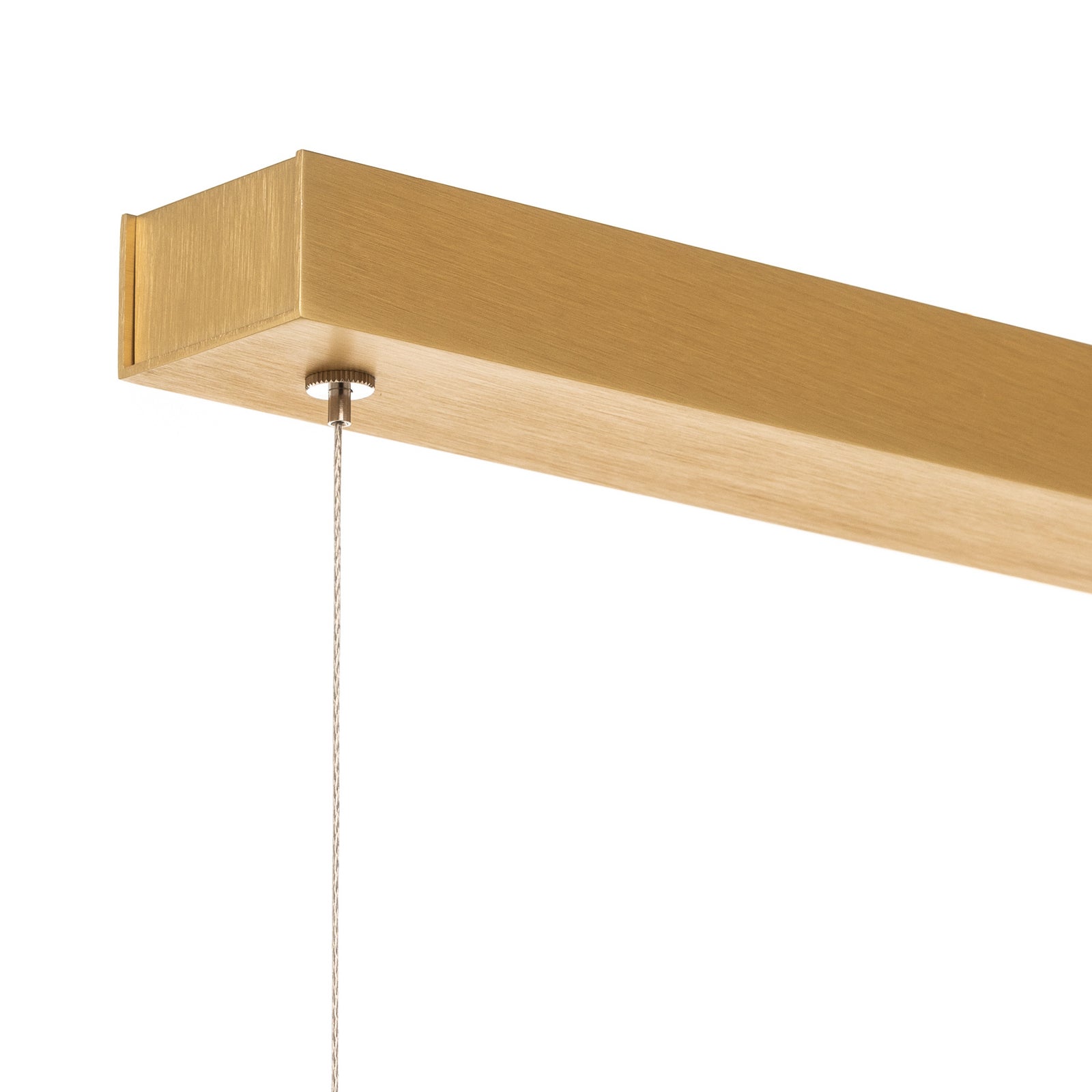 LED pendellampe Talon aluminium messing montert i stue