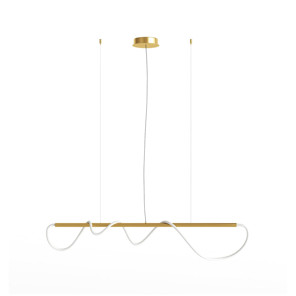 LED pendellampe Tau med lysslange gullfarget 140 cm forfra
