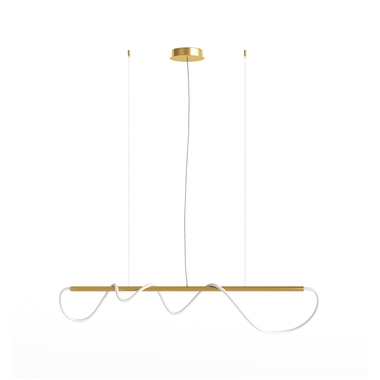 LED pendellampe Tau med lysslange gullfarget 140 cm forfra
