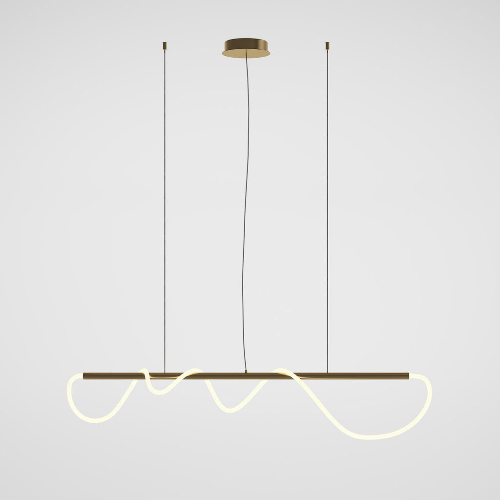 Bakside av LED pendellampe Tau med lysslange gullfarget 140 cm