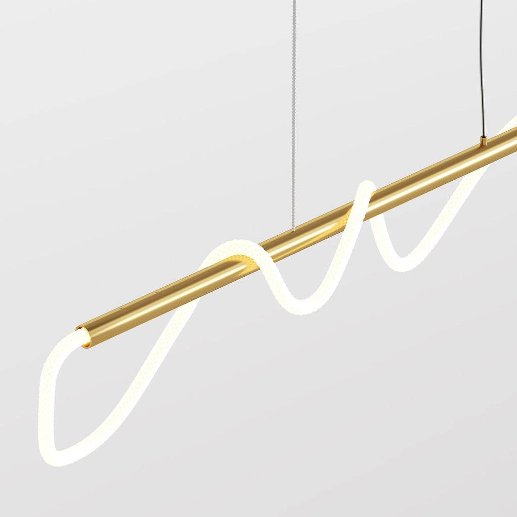 Detalj av fleksibel lysslange på LED pendellampe Tau med lysslange gullfarget 140 cm