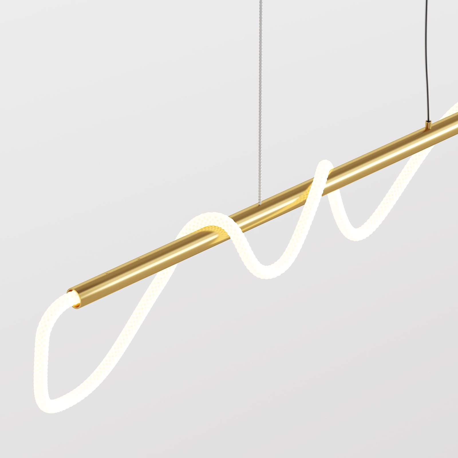 Detalj av fleksibel lysslange på LED pendellampe Tau med lysslange gullfarget 140 cm