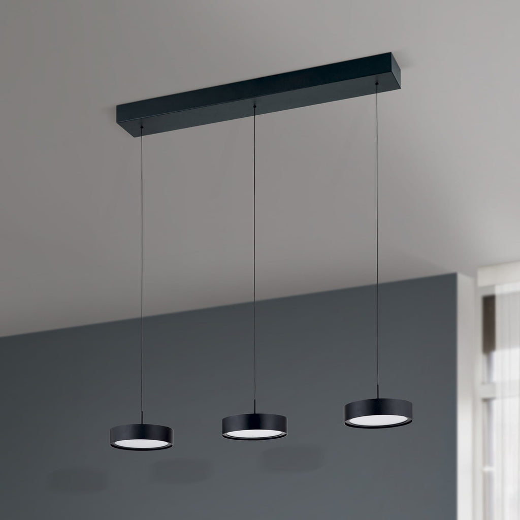 LED pendellampe Teide 3-lys svart metall dimbar bakside
