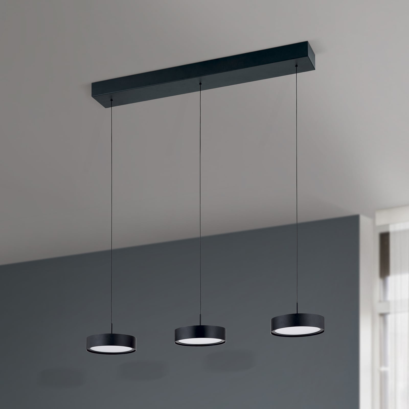 LED pendellampe Teide 3-lys svart metall dimbar bakside