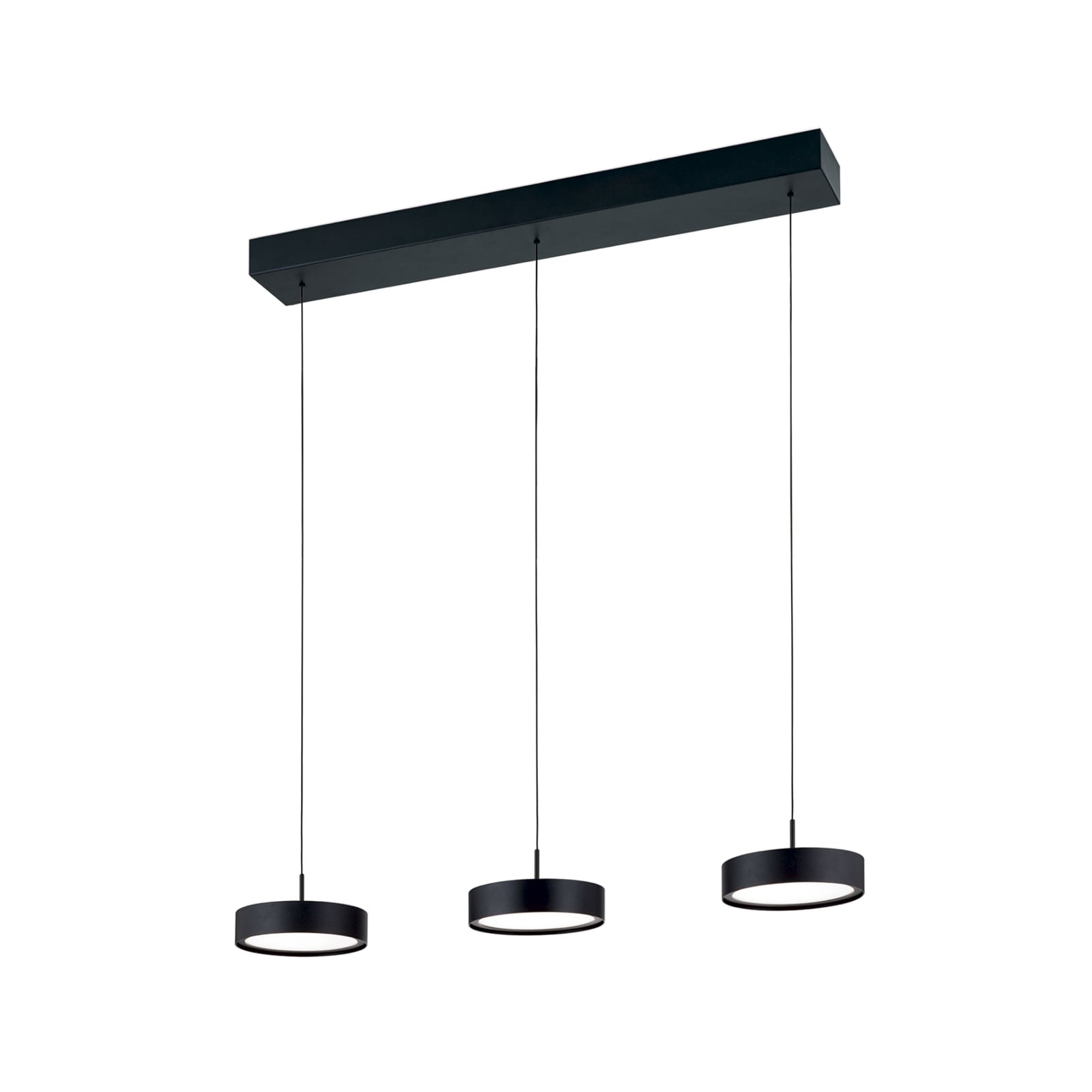 LED pendellampe Teide 3-lys svart metall dimbar montert i rom