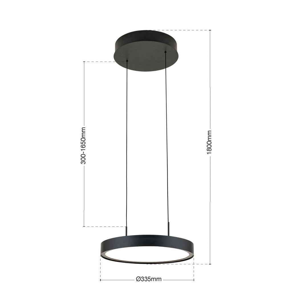 LED pendellampe Teide svart opp og ned dimbar detalj