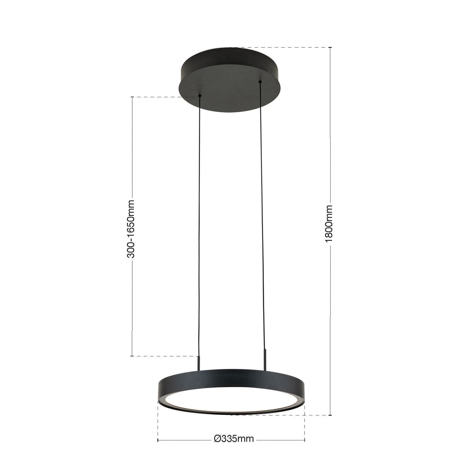 LED pendellampe Teide svart opp og ned dimbar detalj