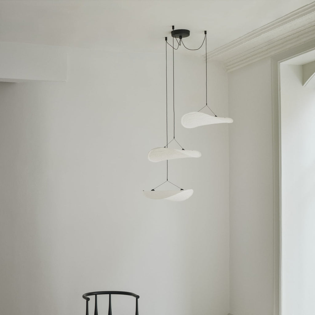 LED pendellampe Tense 3-lys dimbar hvit Ø152 cm detalj av lampeskjerm