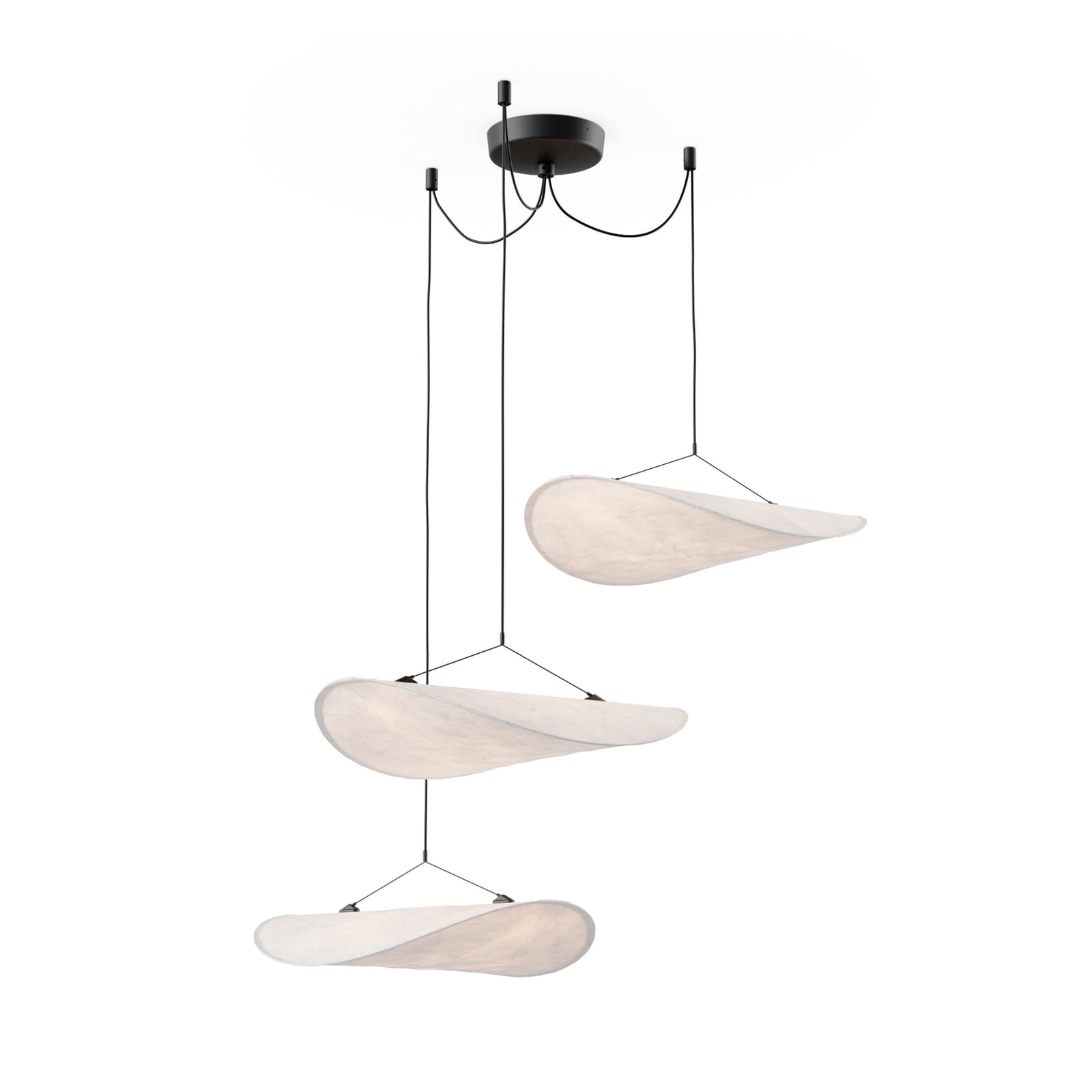 LED pendellampe Tense 3-lys dimbar hvit Ø152 cm montert i rom