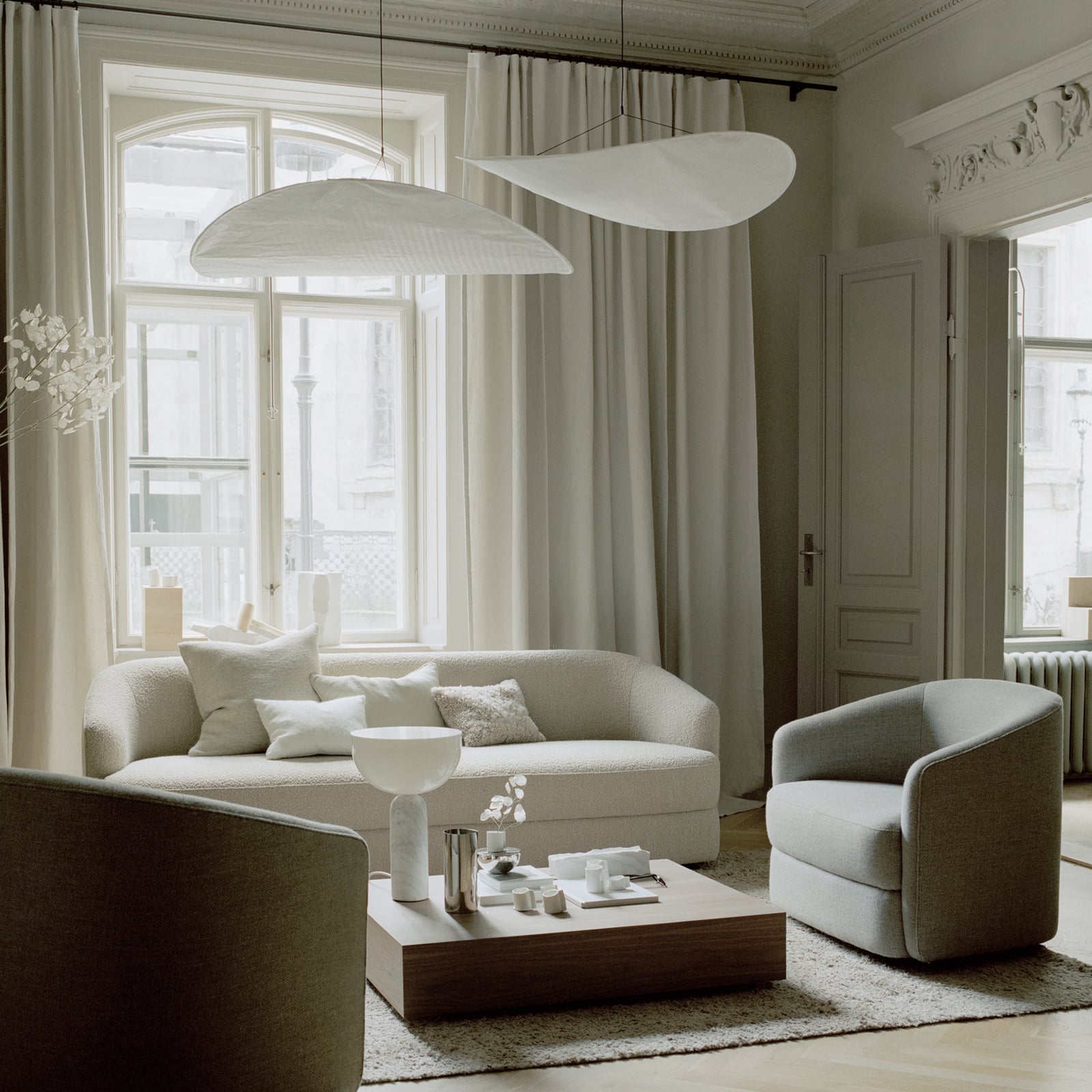 LED pendellampe Tense hvit Tyvek 90 cm detalj av skjerm
