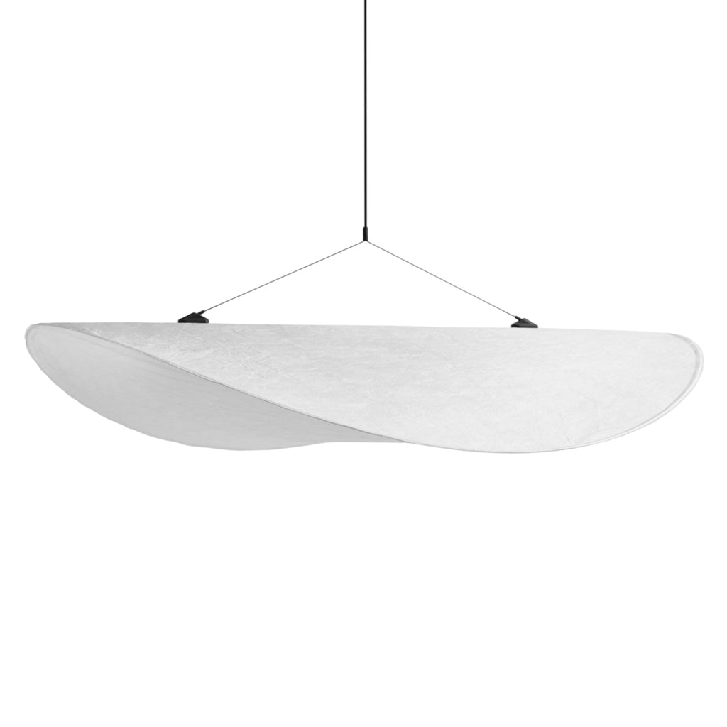 Nærbilde av LED pendellampe Tense Tyvek hvit 120 cm dimbar