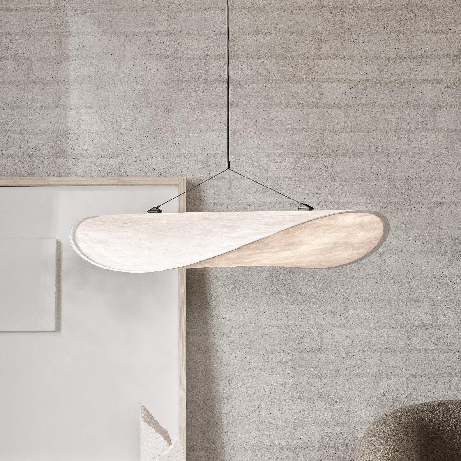 LED pendellampe Tense Tyvek hvit 70 cm dimbar forfra