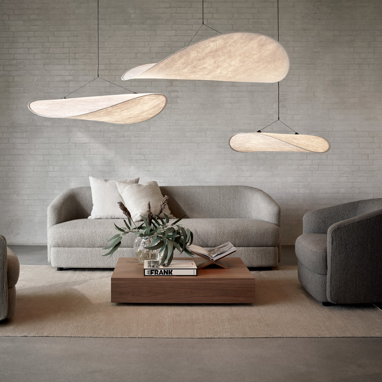 LED pendellampe Tense Tyvek hvit 70 cm dimbar lysdetalj