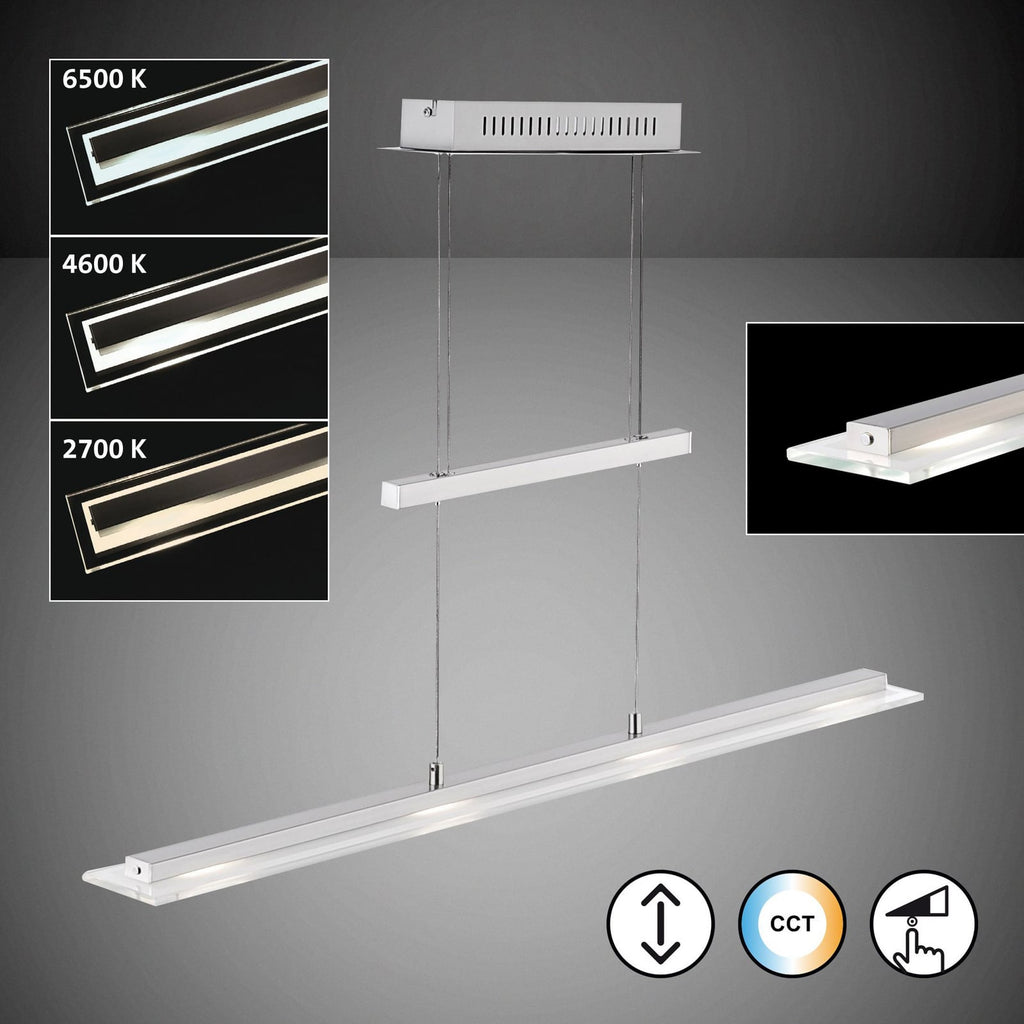 LED pendellampe Tenso dimbar CCT matt nikkel montert i rom