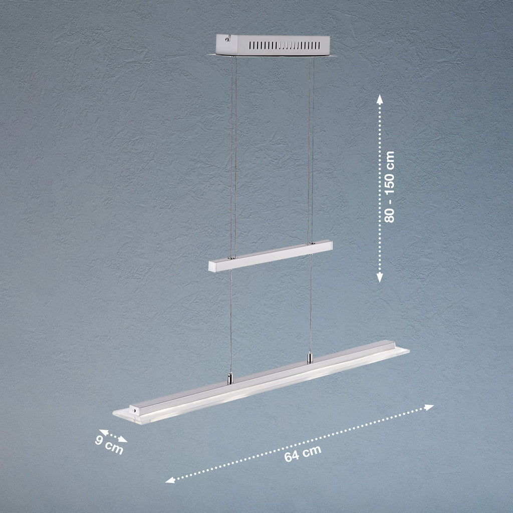 LED pendellampe Tenso matt nikkel dimbar CCT 64 cm med lys på