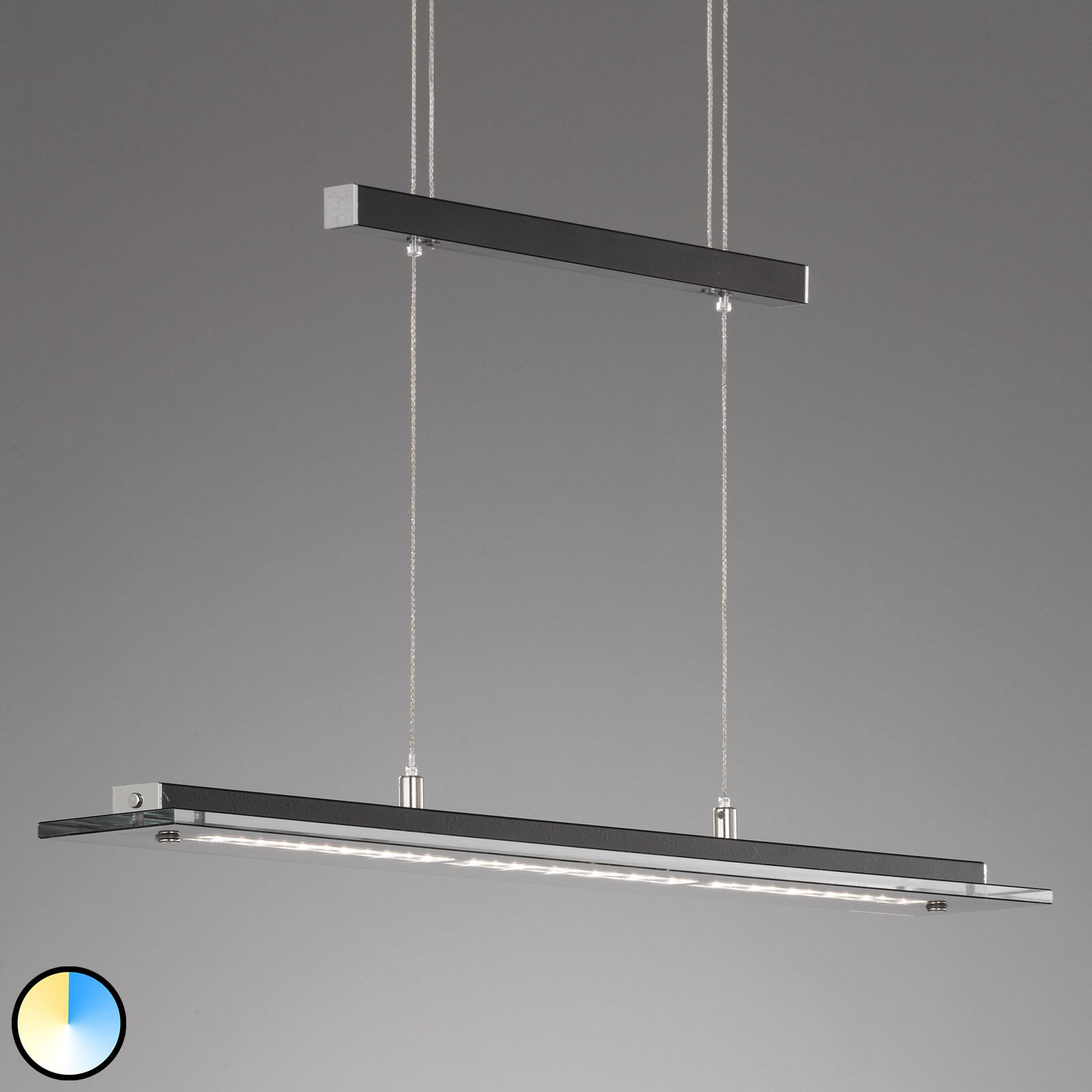 LED pendellampe Tenso TW dimbar svart 88 cm forfra