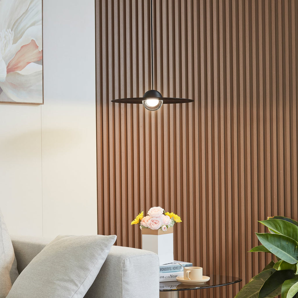 LED pendellampe Tethrion svart aluminium Ø40 cm bakside
