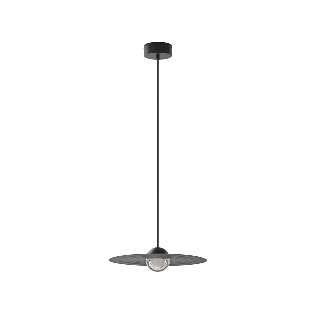 LED pendellampe Tethrion svart aluminium Ø40 cm montert i rom