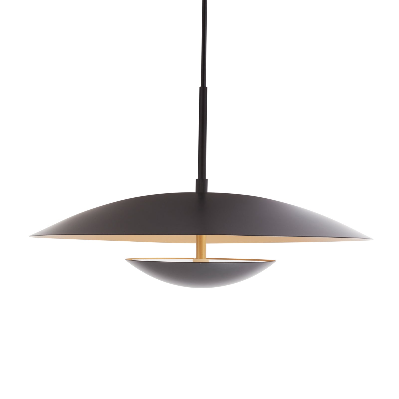 LED pendellampe Tiama svart/gull jern lysdetalj