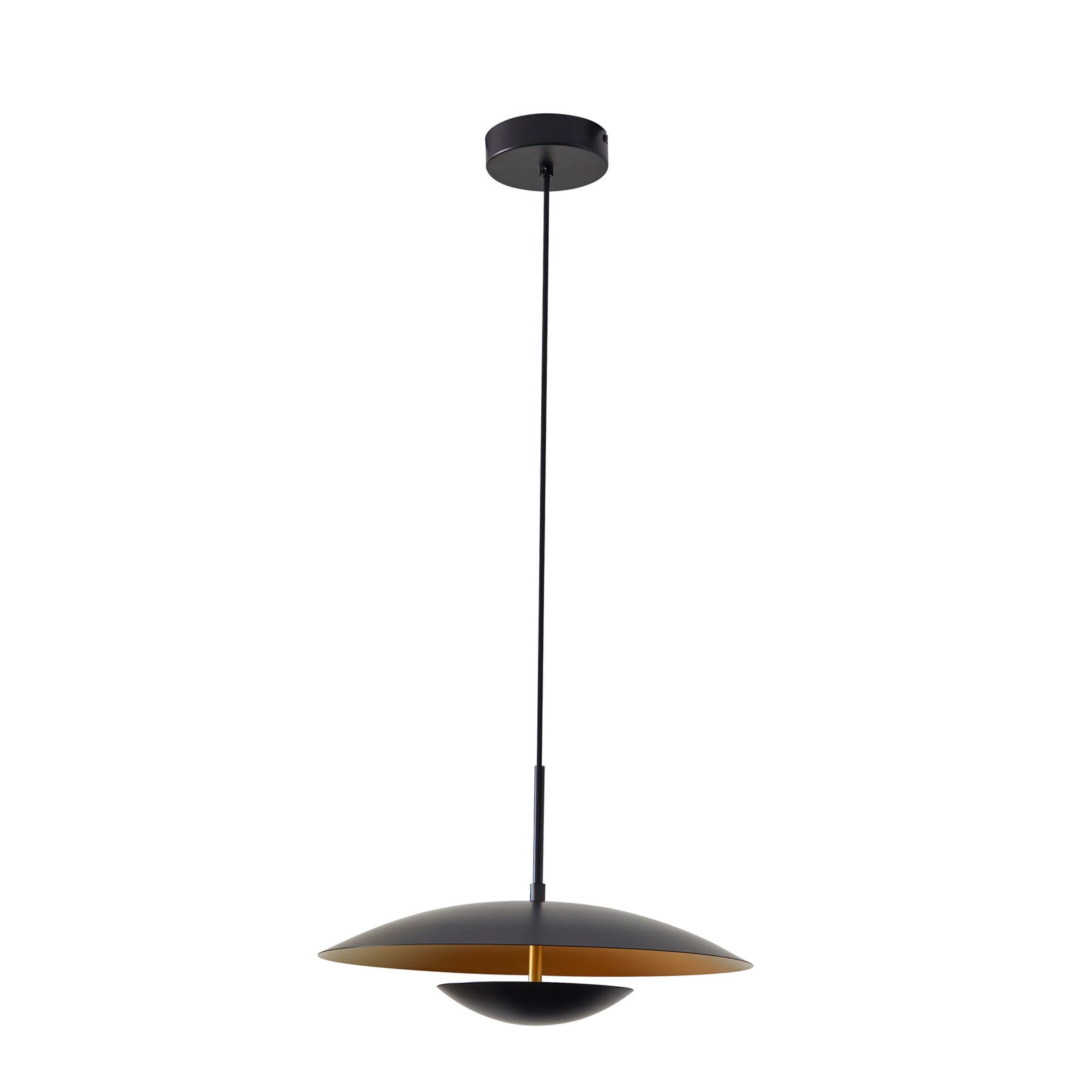 LED pendellampe Tiama svart/gull jern montert