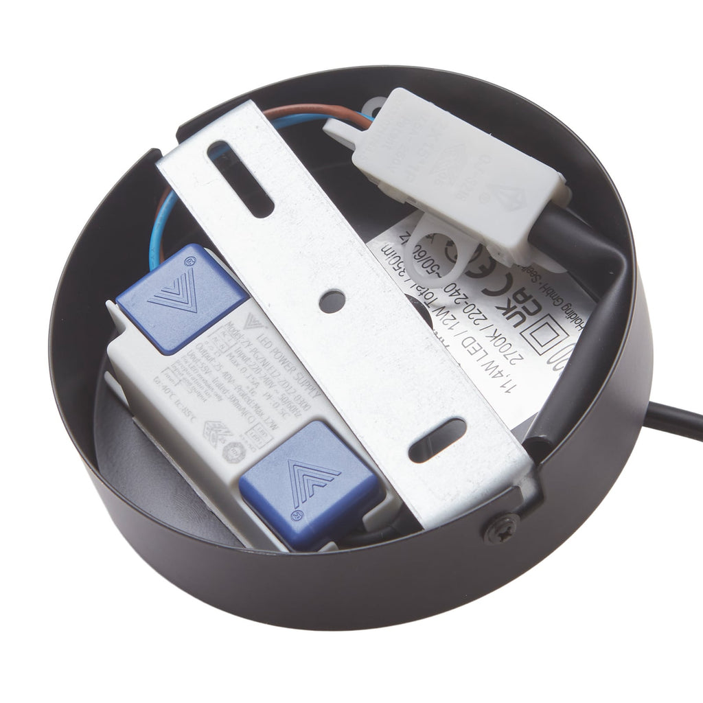 LED pendellampe Tiama svart/gull jern sideprofil