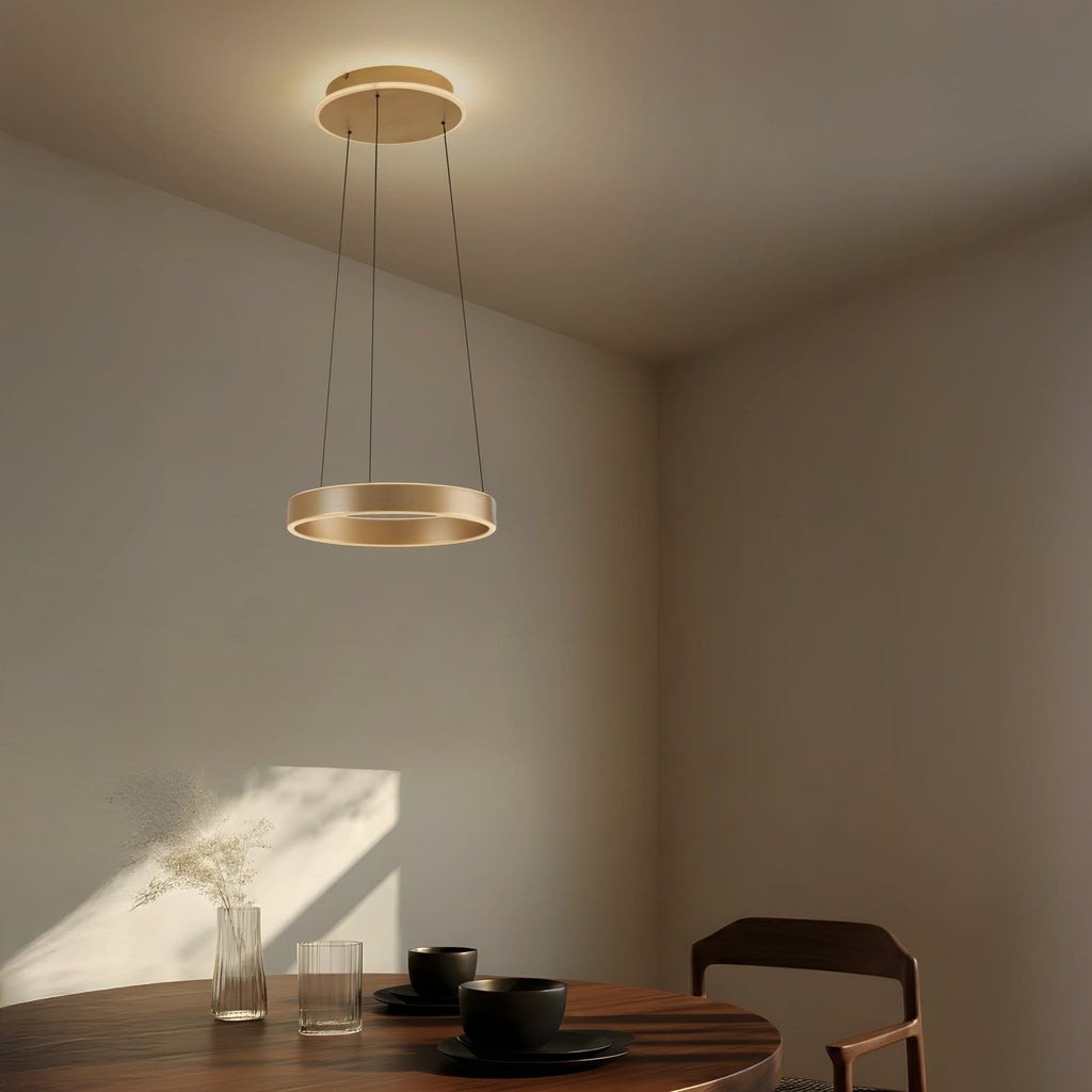 LED pendellampe Tindra dimbar gull Ø40 cm 35W varmhvit bakside