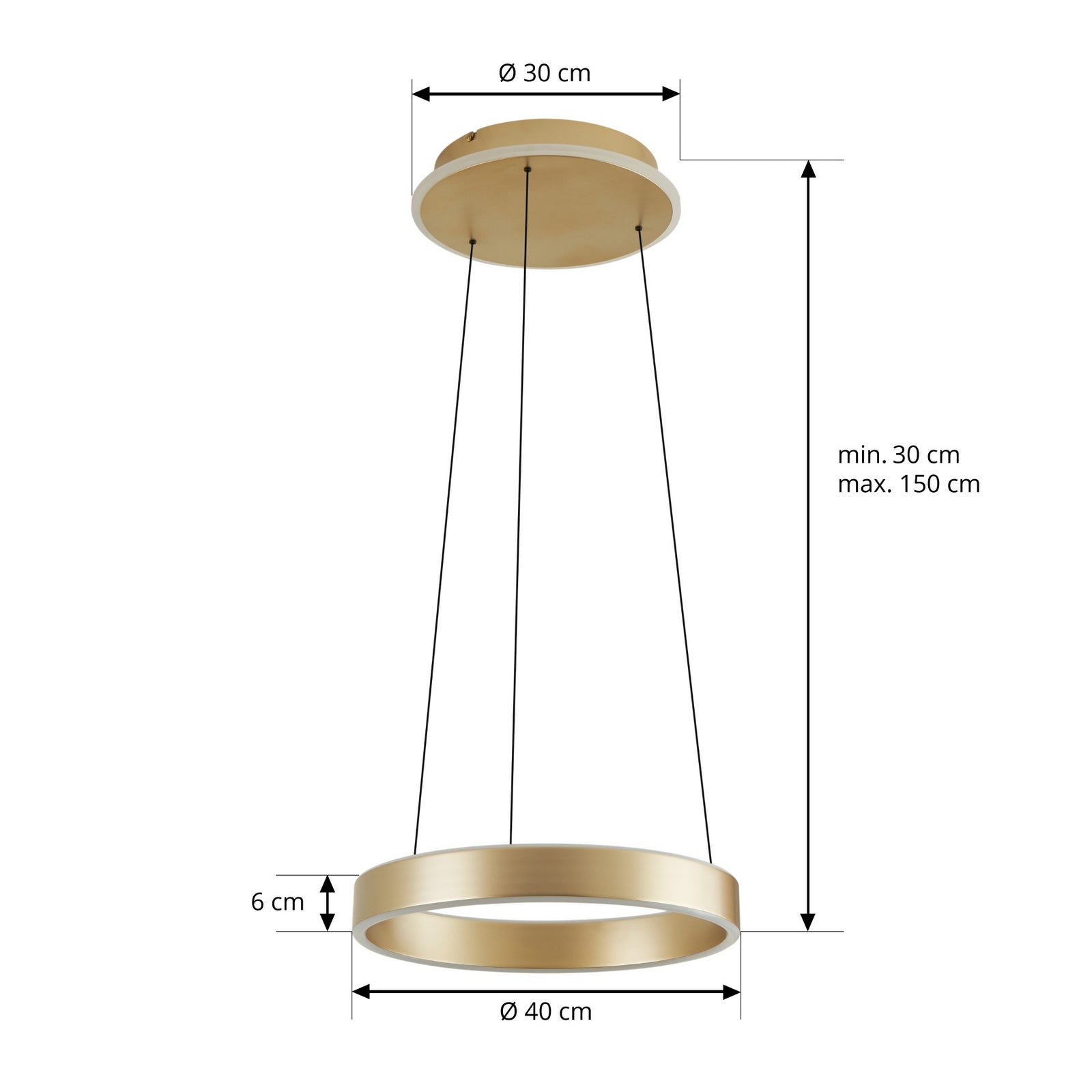 LED pendellampe Tindra dimbar gull Ø40 cm 35W varmhvit detalj