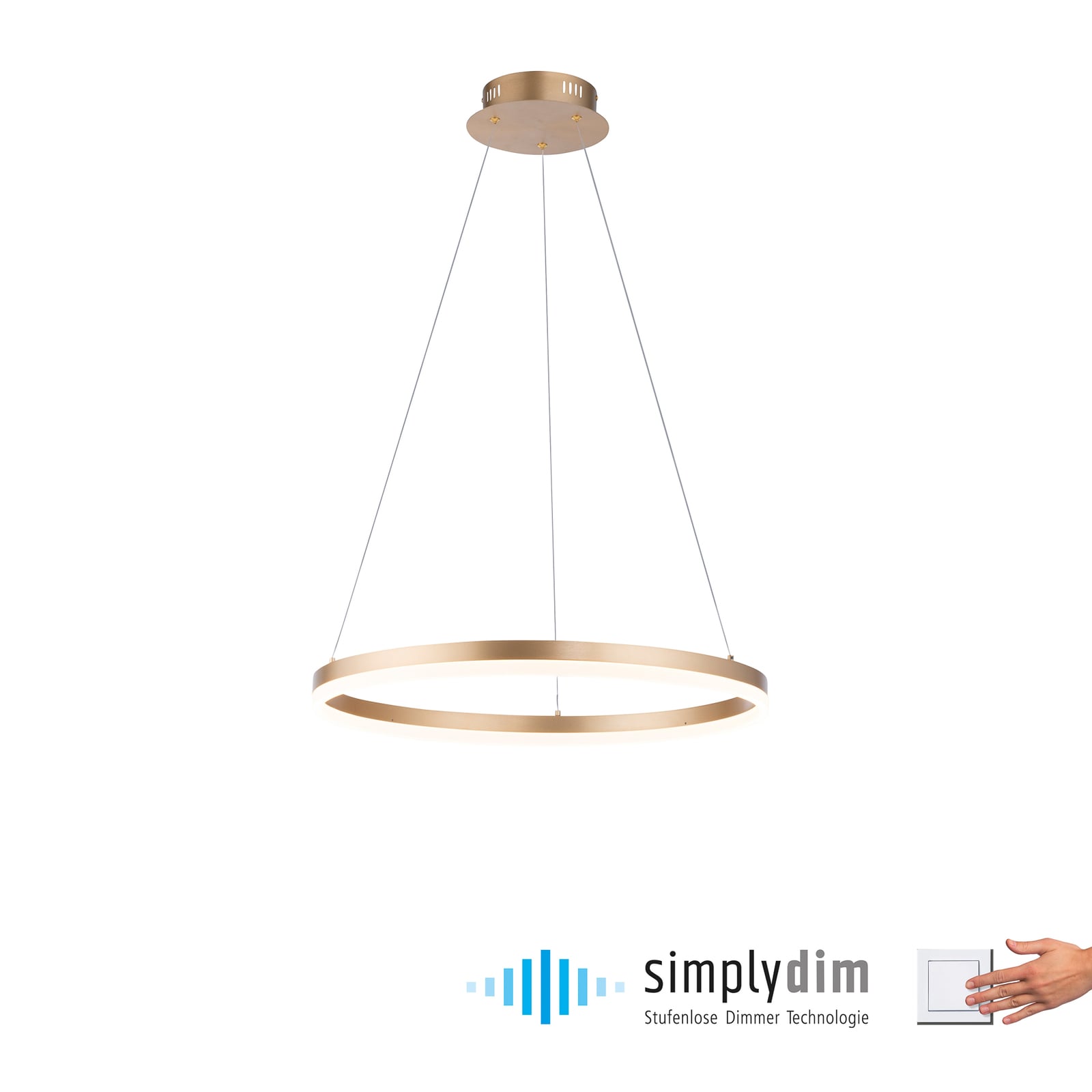 LED pendellampe Titus dimbar messing Ø60 cm 44W oppheng