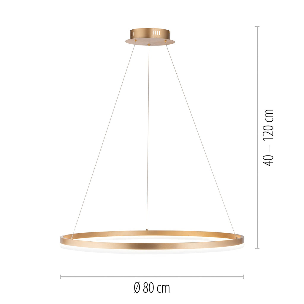 LED pendellampe Titus messing dimbar Ø80 cm 60W nærbilde av messingfinish