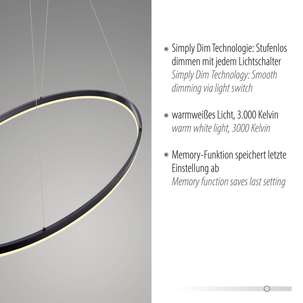 LED pendellampe Titus oval 118x56 cm antrasitt side
