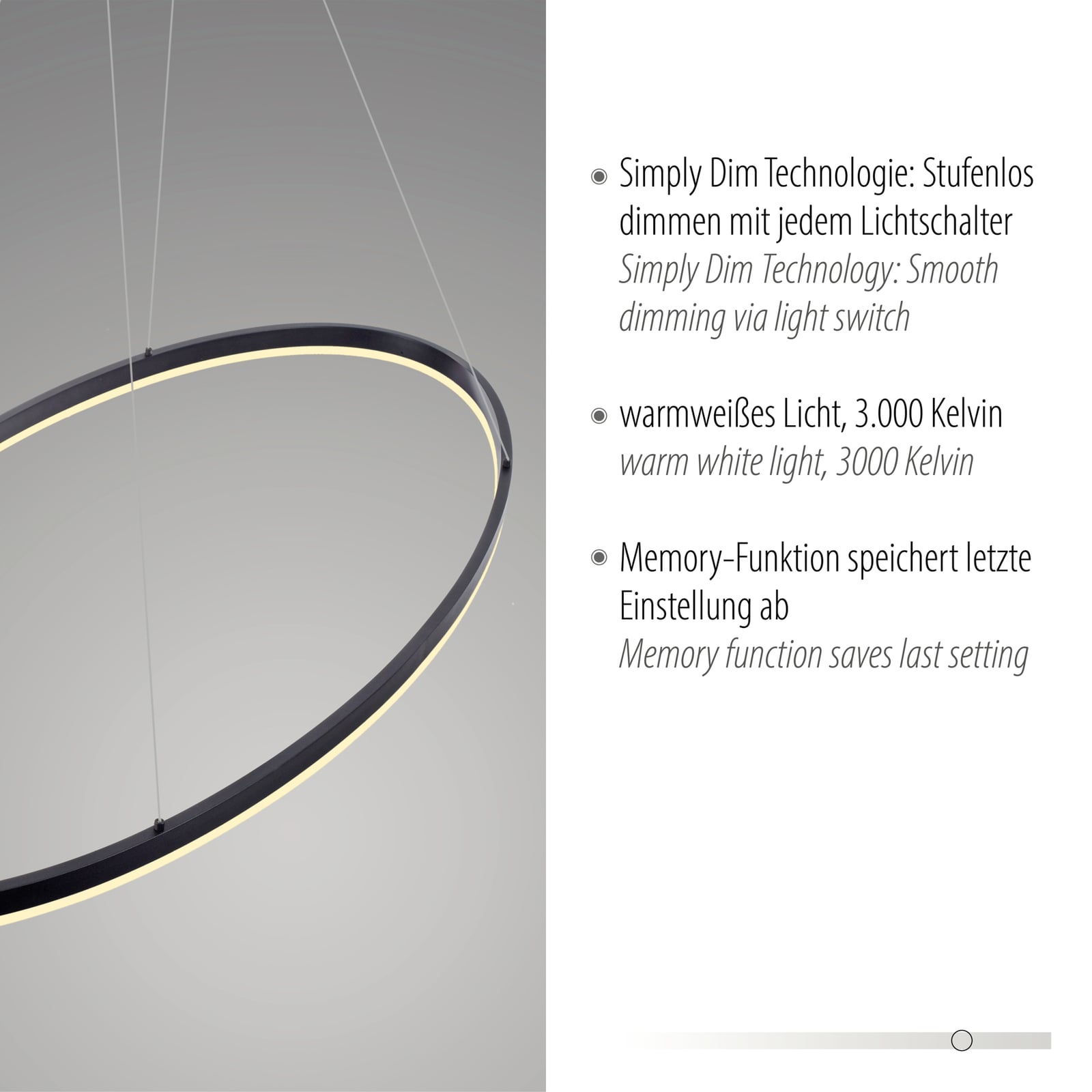 LED pendellampe Titus oval 118x56 cm antrasitt side
