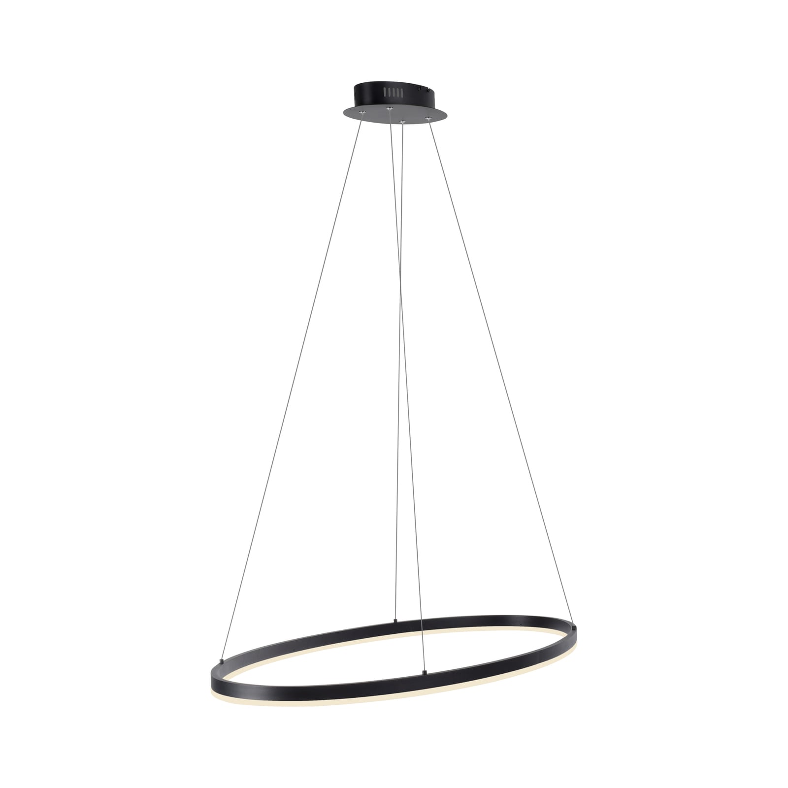 LED pendellampe Titus oval antrasitt 80x39 cm dimbar CCT forfra