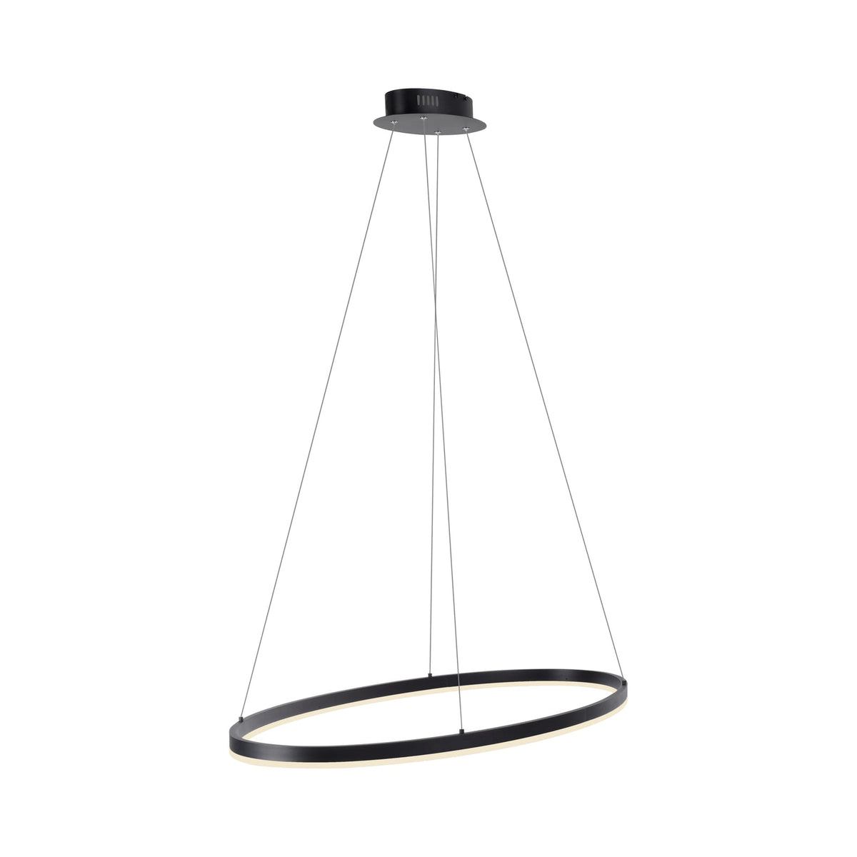 LED pendellampe Titus oval antrasitt 80x39 cm dimbar CCT forfra