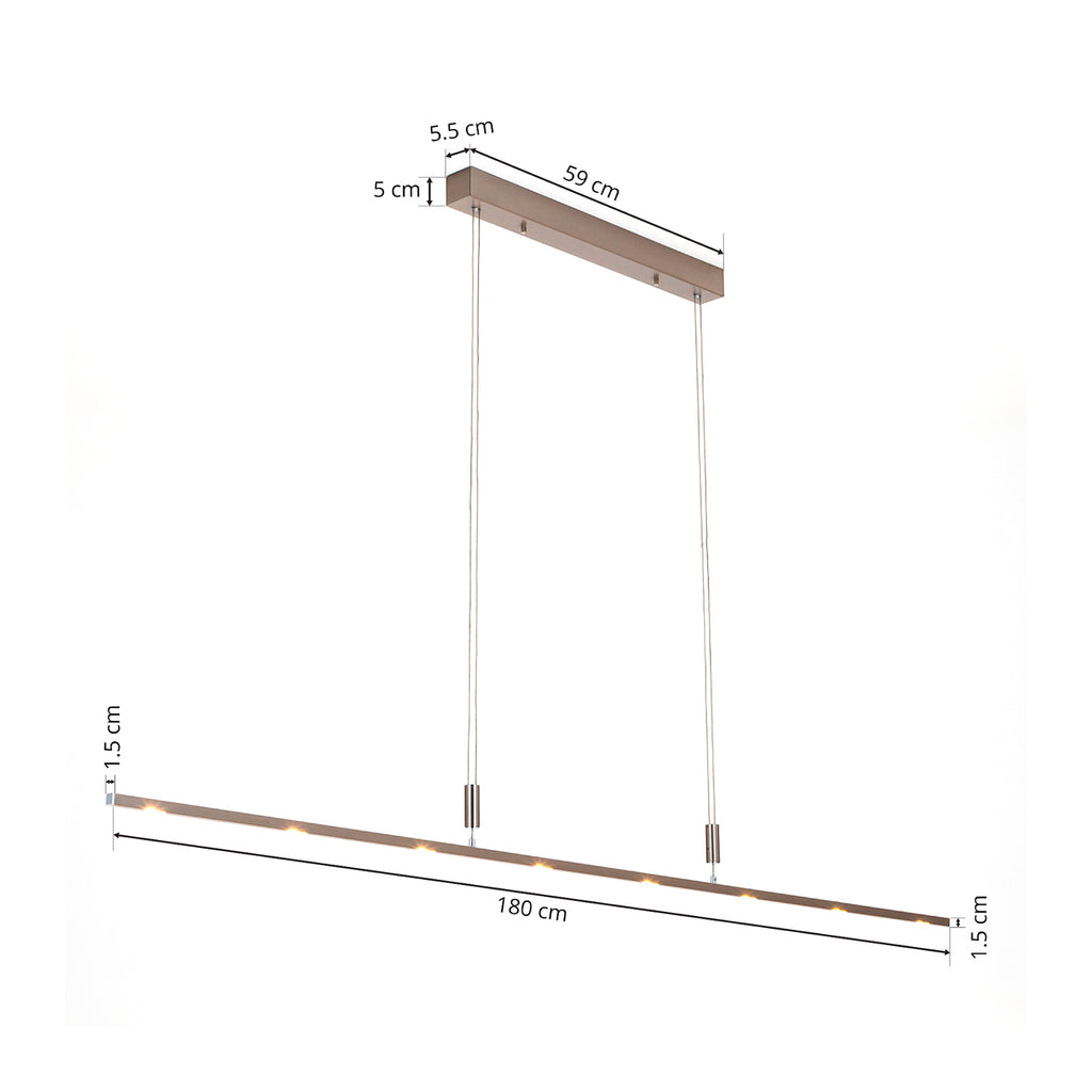 LED pendellampe Tolu dimbar matt nikkel 180 cm detaljfinish