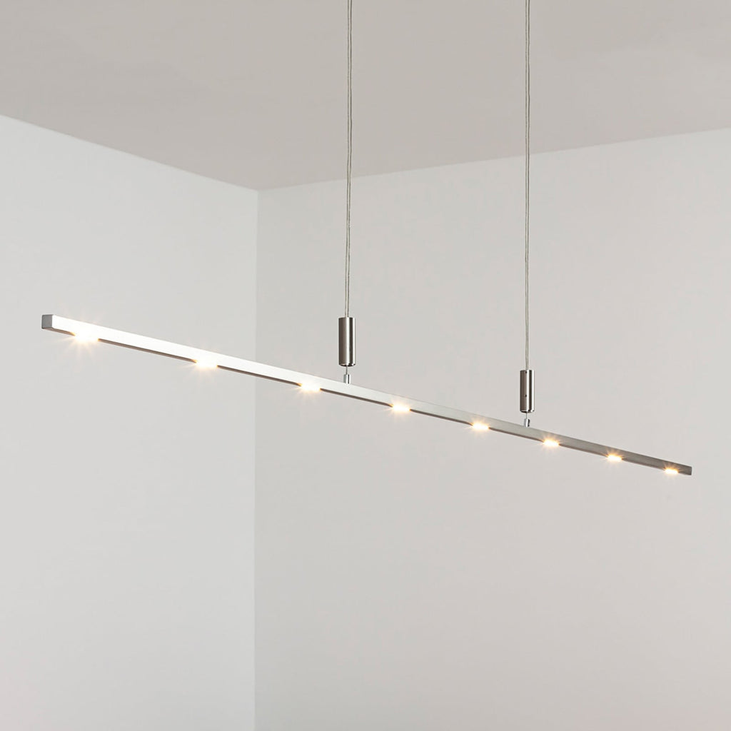 LED pendellampe Tolu dimbar matt nikkel 180 cm forfra