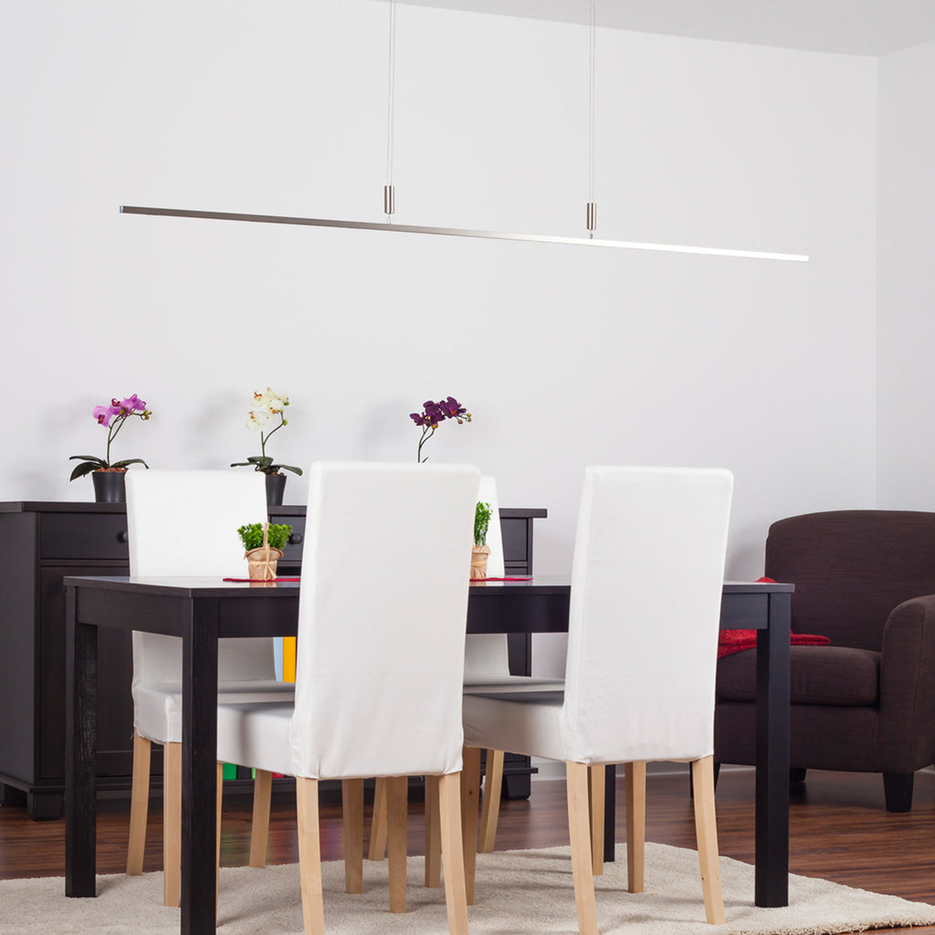 Nærbilde av LED pendellampe Tolu dimbar matt nikkel 180 cm