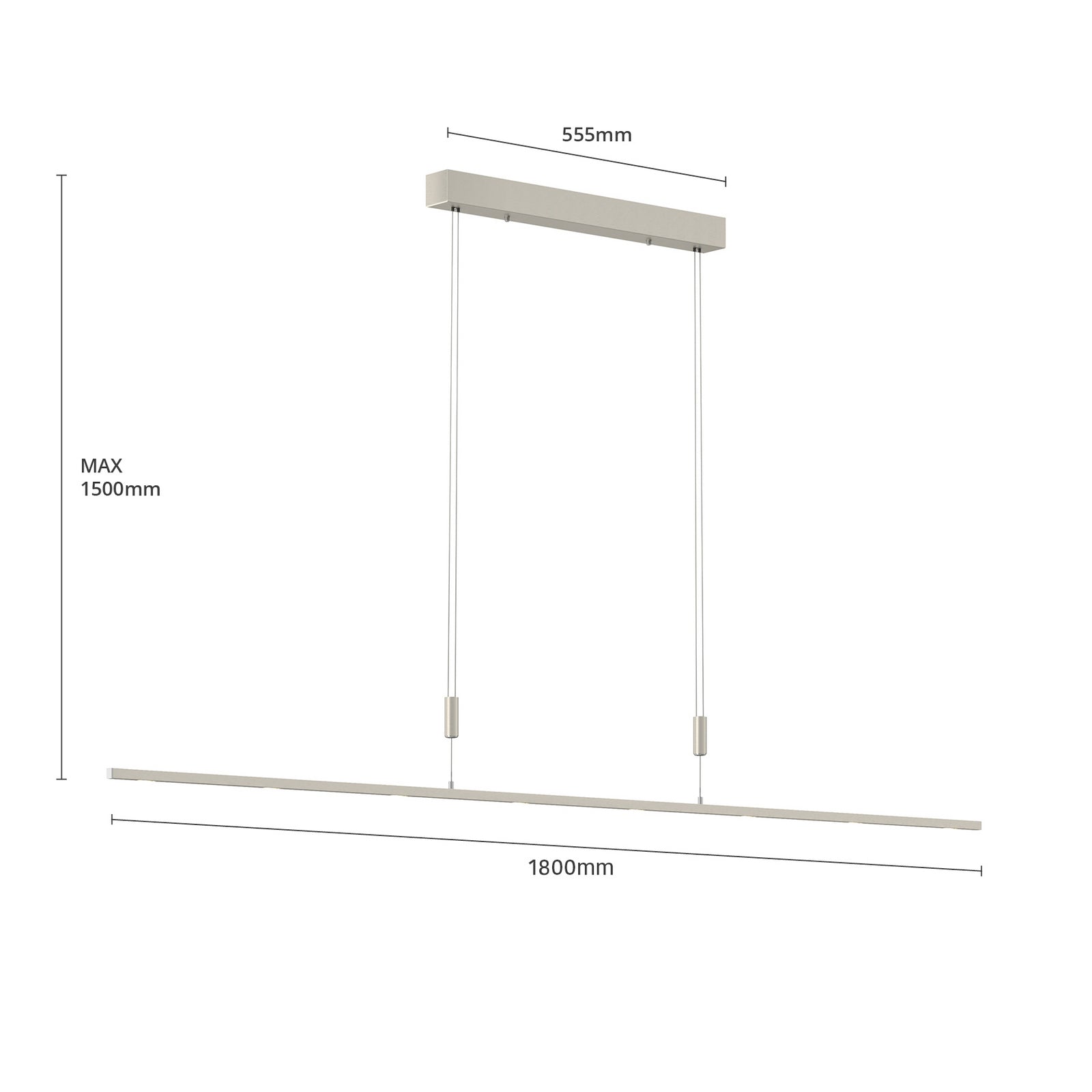 LED pendellampe Tolu dimbar matt nikkel 180 cm pendeljustering
