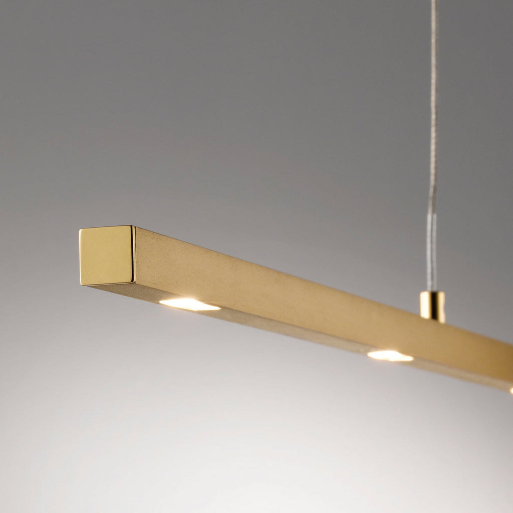 LED pendellampe Tolu dimbar messing 119 cm nærbilde av LED-lys