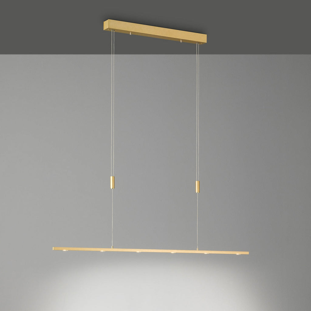 LED pendellampe Tolu dimbar messing 119 cm montert over bord
