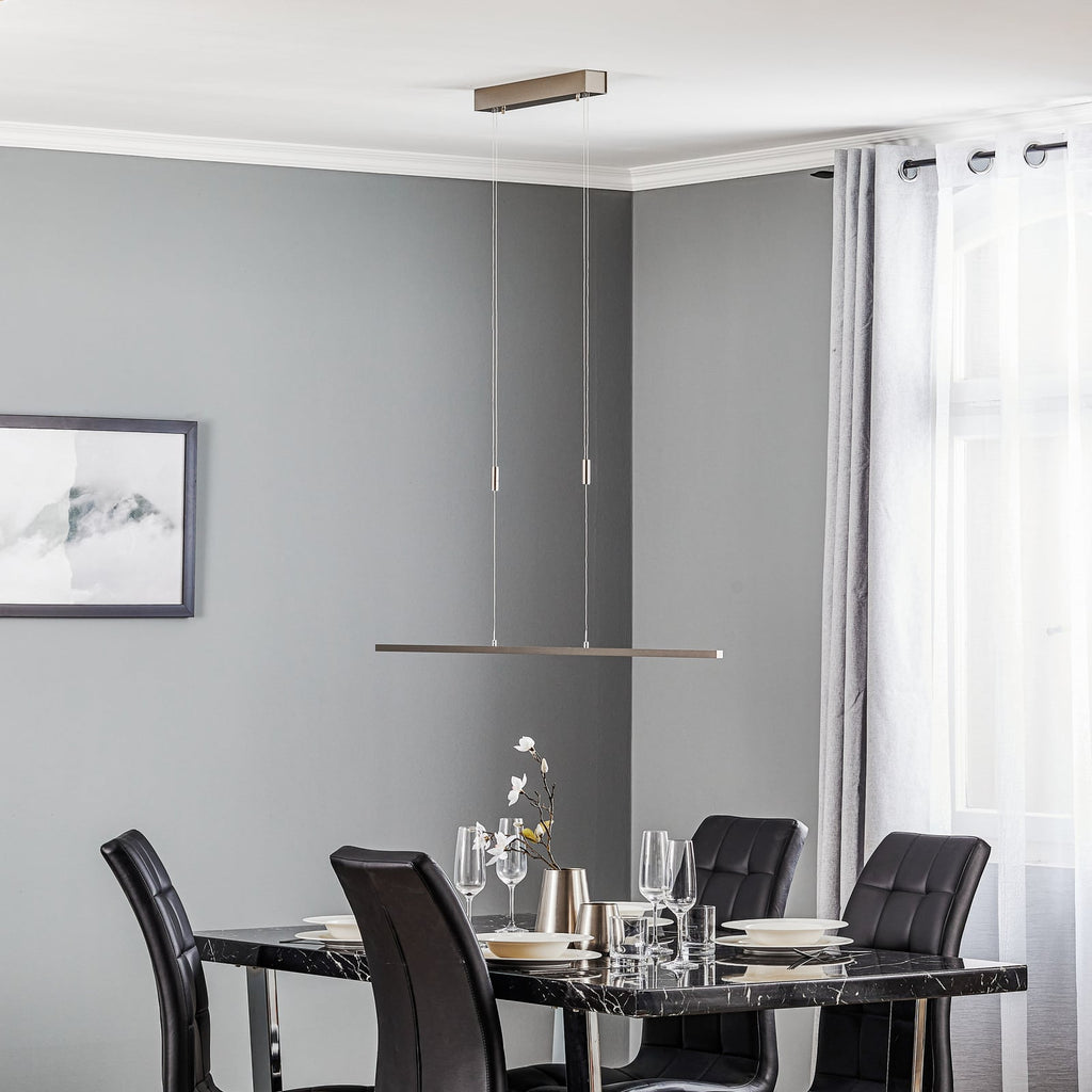LED pendellampe Tolu matt nikkel 118 cm detalj av LED-lys