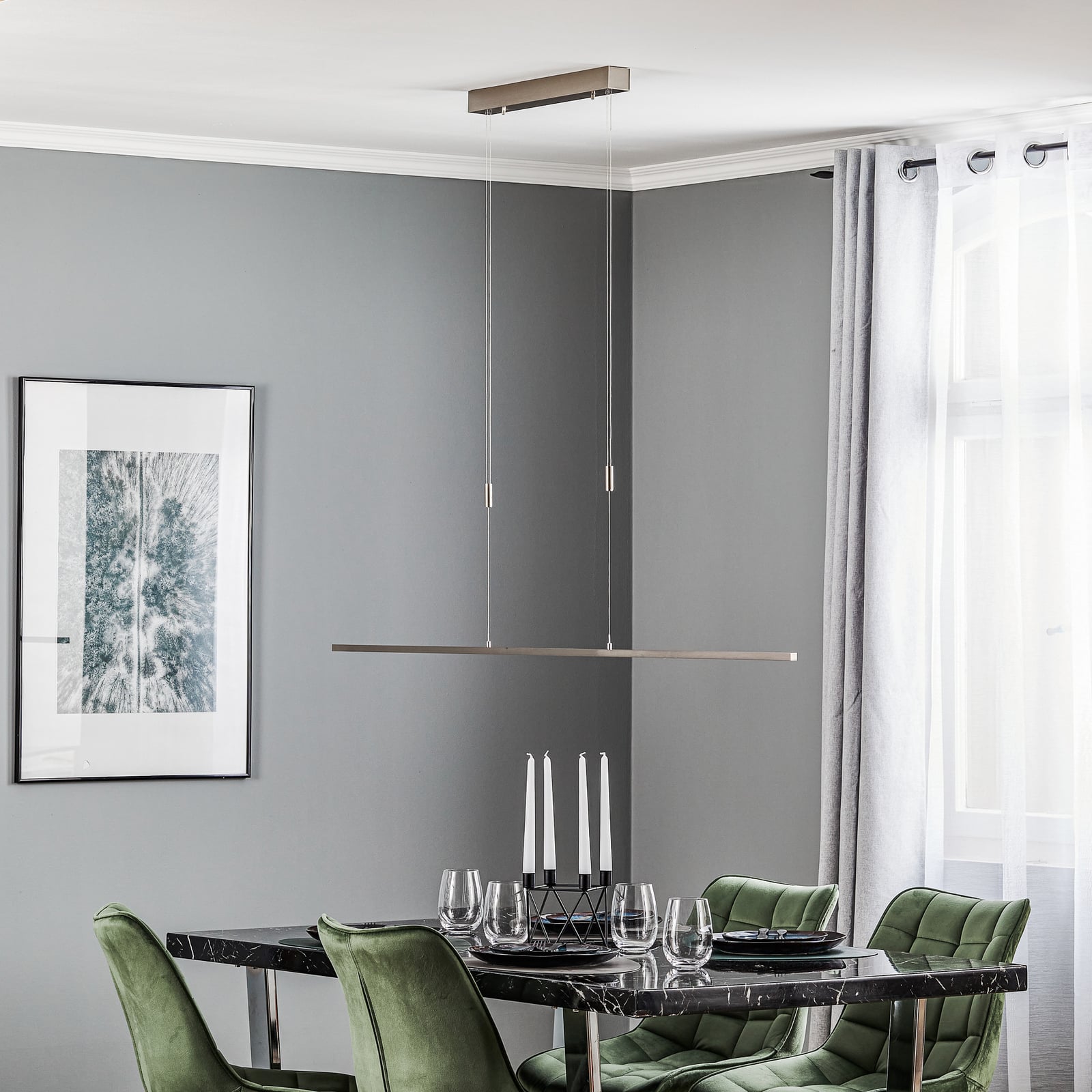 Detalj av LED pendellampe Tolu matt nikkel dimbar