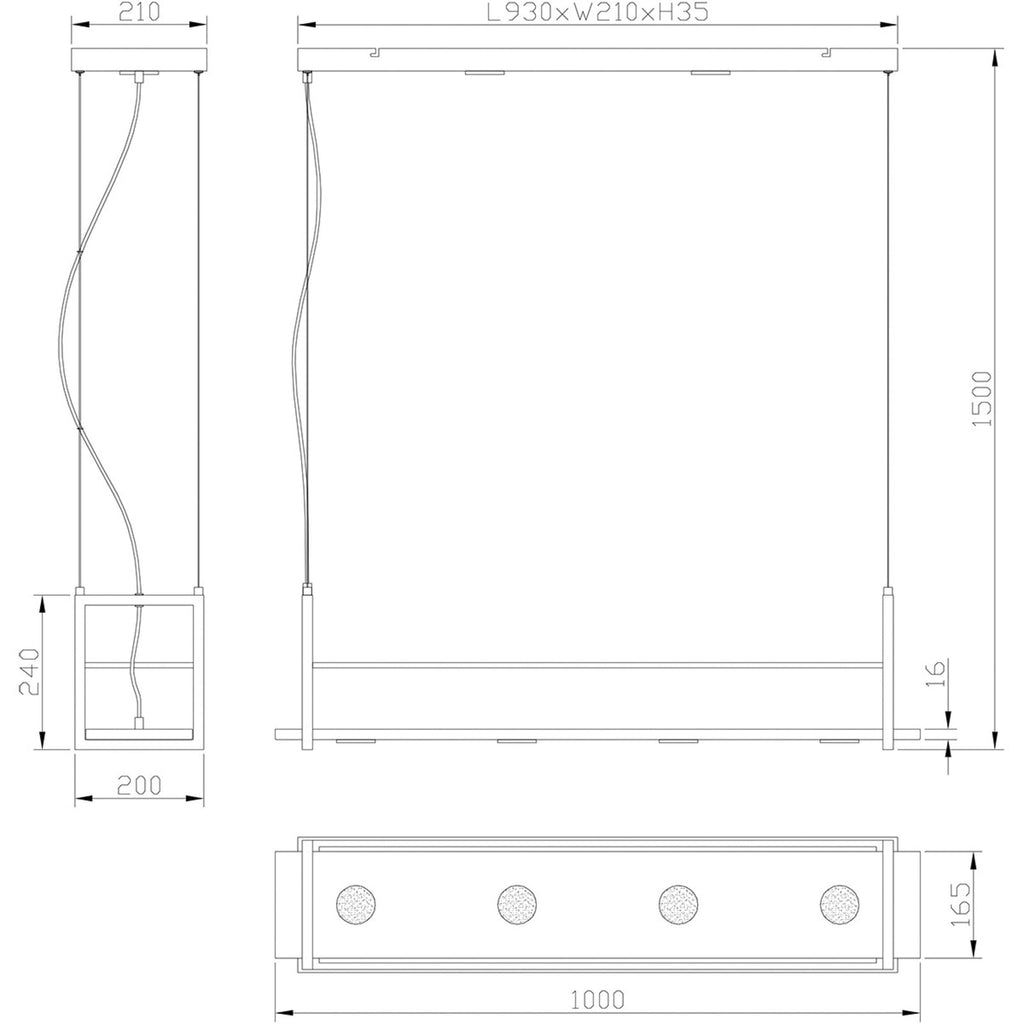 LED pendellampe Tor 6-lys dimbar svart 30W varmhvit bakside