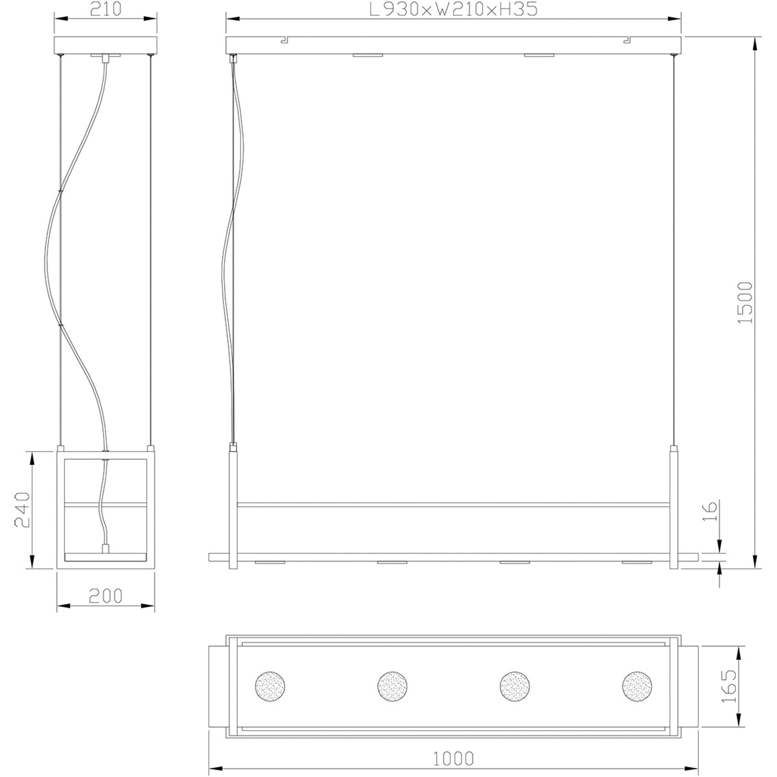 LED pendellampe Tor 6-lys dimbar svart 30W varmhvit bakside
