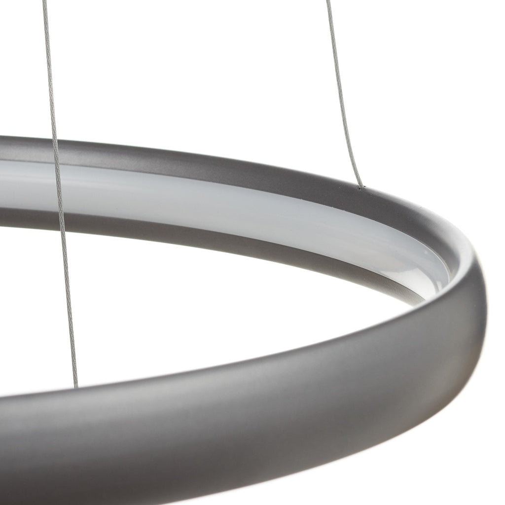 LED pendellampe Trinity 3 ringer aluminium sølv Ø70 cm sideprofil