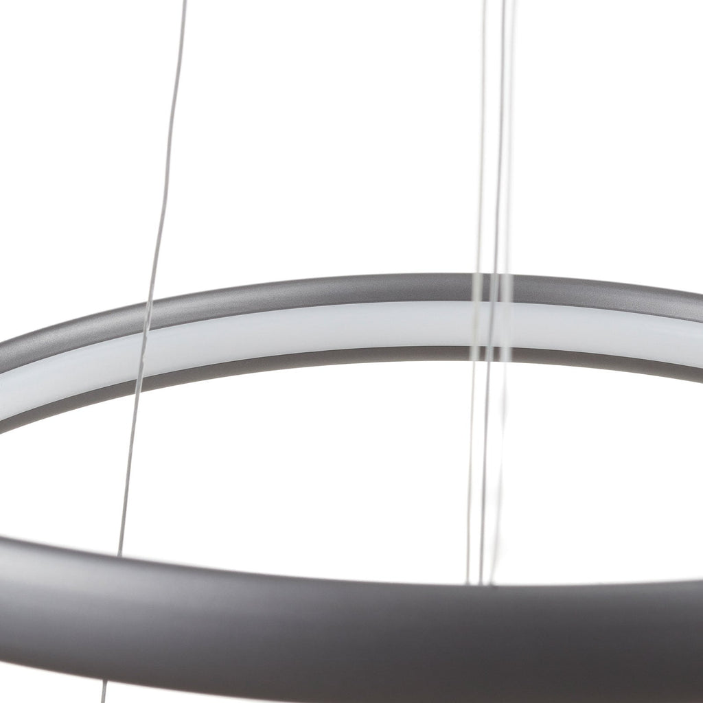 LED pendellampe Trinity 3 ringer aluminium sølv Ø70 cm oppheng